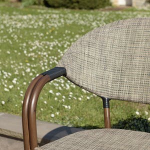 Fauteuil de jardin bistrot acier et tissu taupe (lot de 2) GIJON